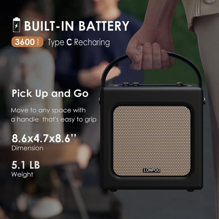 Enceinte Bluetooth rétro 20W - Or et noir - Jusqu'à -28% sur votre modèle