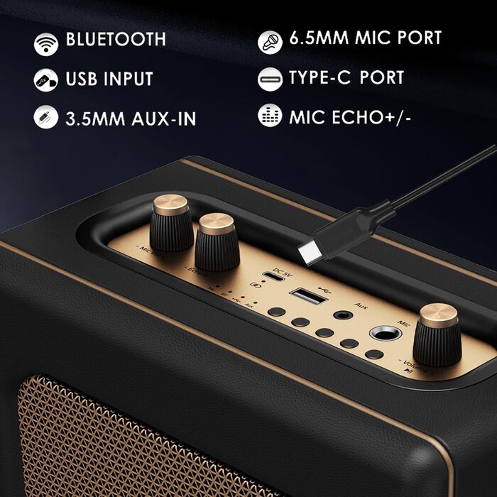 Enceinte Bluetooth rétro 20W - Or et noir - Jusqu'à -28% sur votre modèle