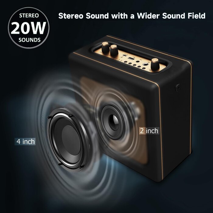 Enceinte Bluetooth rétro 20W - Or et noir - Jusqu'à -28% sur votre modèle
