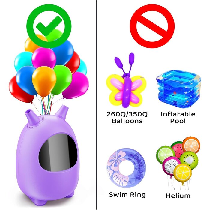 Pompe à ballons électrique 600W - Double buse - Violet - Jusqu'à 32% de remise