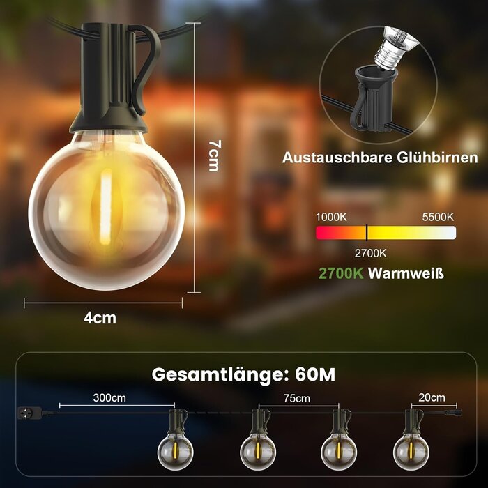 Guirlande Lumineuse 60m 104 LED G40 - Jusqu'à -35% sur l'Outlet