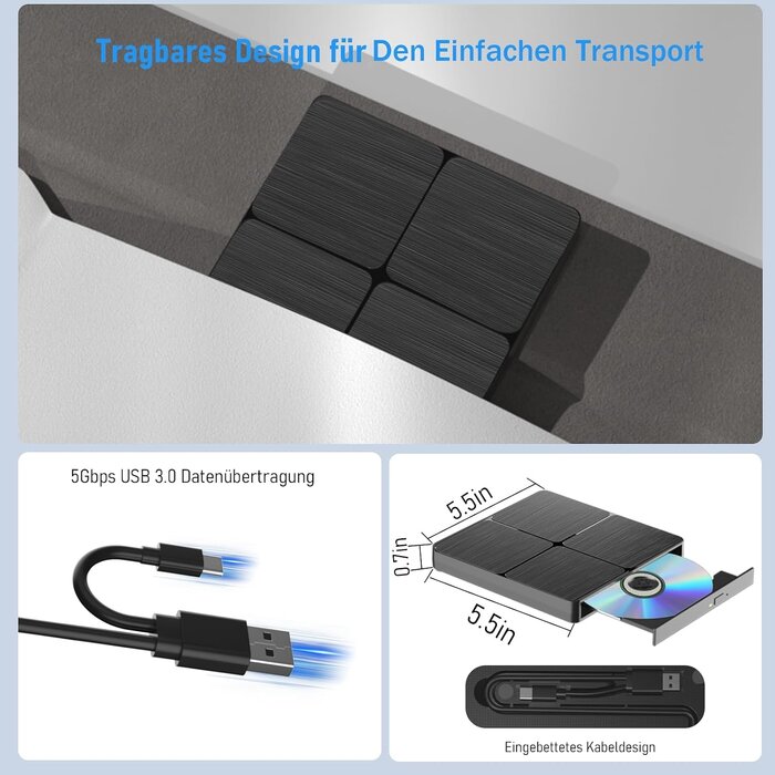 Graveur Blu-ray CD DVD externe USB 3.0/Type-C - Jusqu'à 33% de remise