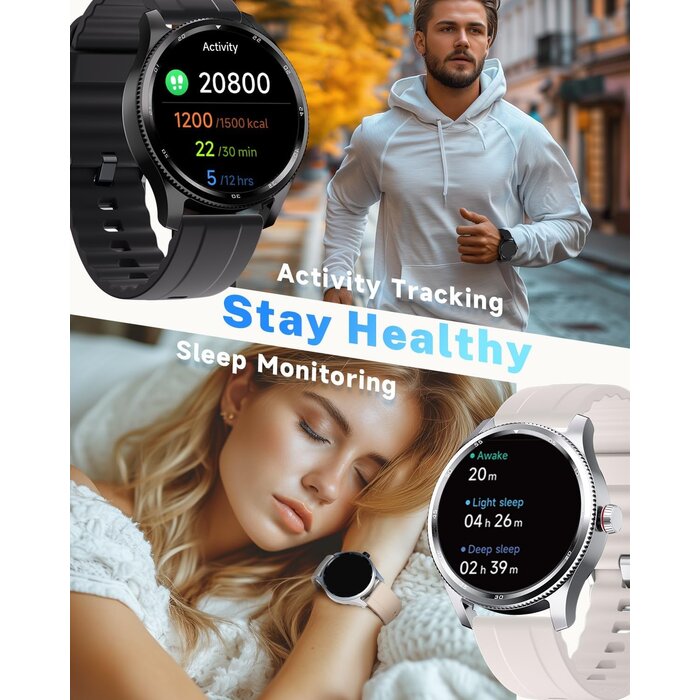 Montre connectée beige 1,38" - Appels Bluetooth - Jusqu'à -31% de remise