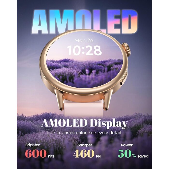 Montre connectée femme 37mm AMOLED - Rose - Jusqu'à -34% sur l'outlet