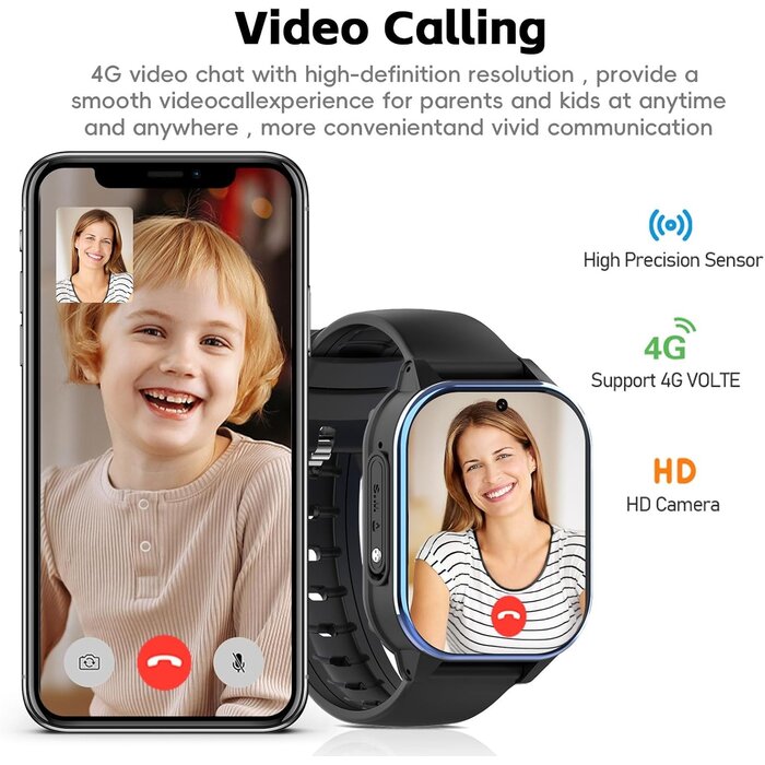 Montre connectée GPS 4G pour enfants - Noir - Jusqu'à 32% de remise
