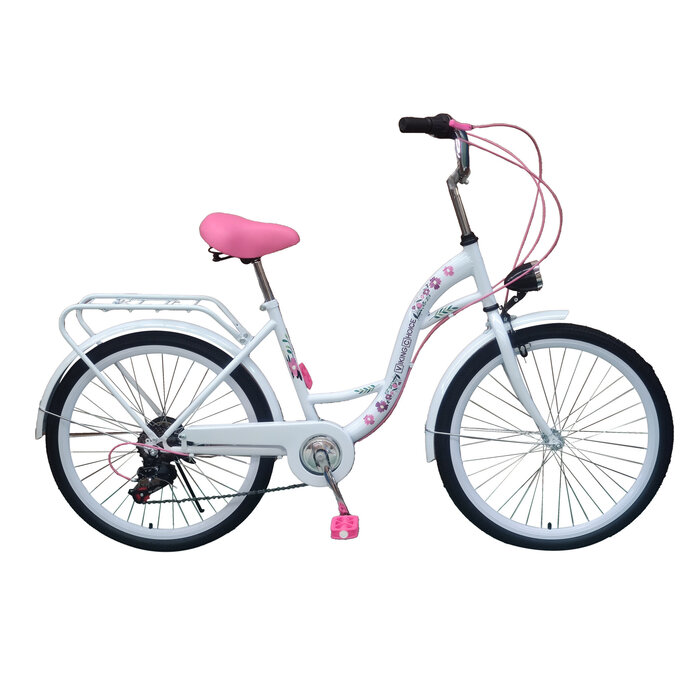 Viking Choice Vélo fille 24 pouces Shimano - Blanc et Rose - Jusqu'à 26% de remise