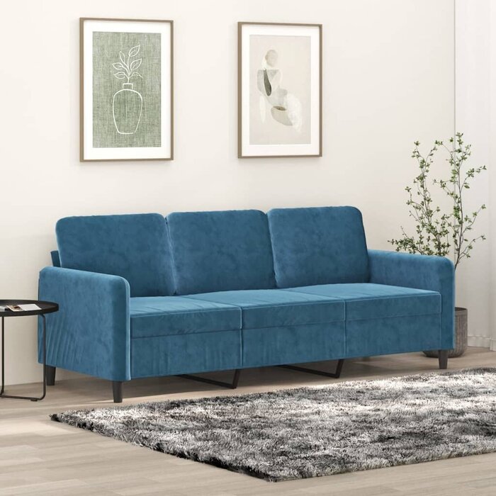 Vidaxl Canapé 3 places en velours bleu - Jusqu'à -35% sur l'outlet