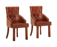 Vidaxl Lot de 2 chaises cuir véritable vintage - Jusqu'à -68%