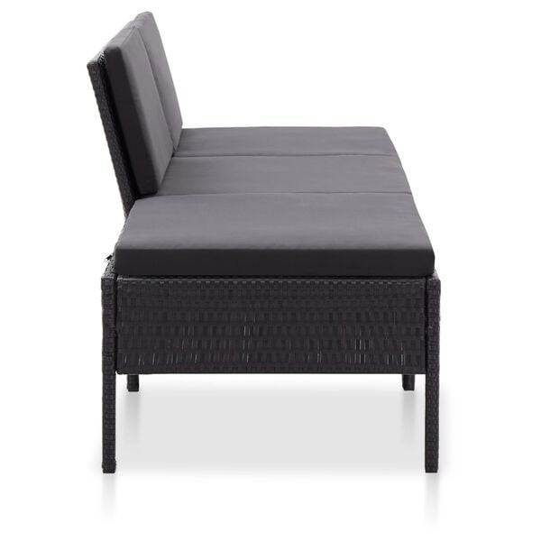 Vidaxl Salon de jardin 3 pièces en résine tressée noire - Jusqu'à -30%