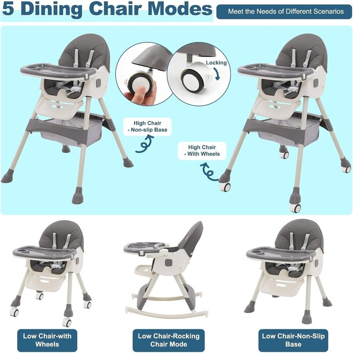 Chaise haute bébé 3-en-1 pliable et réglable - Jusqu'à -34% de réduction