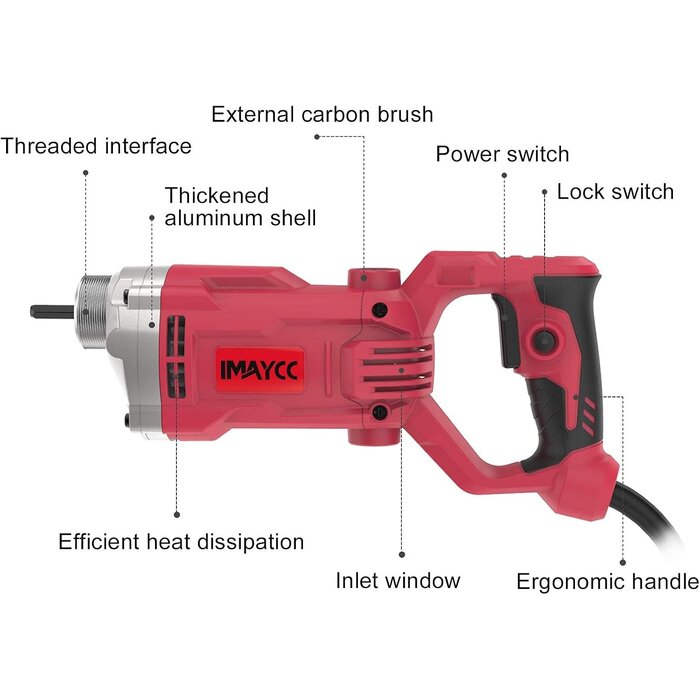 Vibrateur à béton 1500W, aiguille 2m - Jusqu'à -34% sur vos travaux