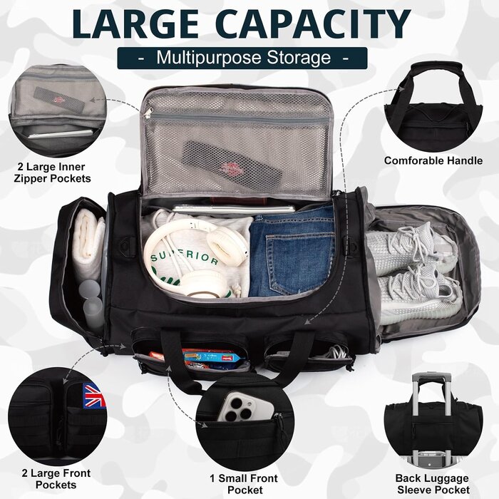 Sac de sport tactique 70L 3-en-1 - Jusqu'à 33% de remise