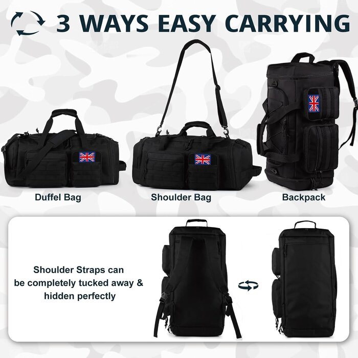 Sac de sport tactique 70L 3-en-1 - Jusqu'à 33% de remise