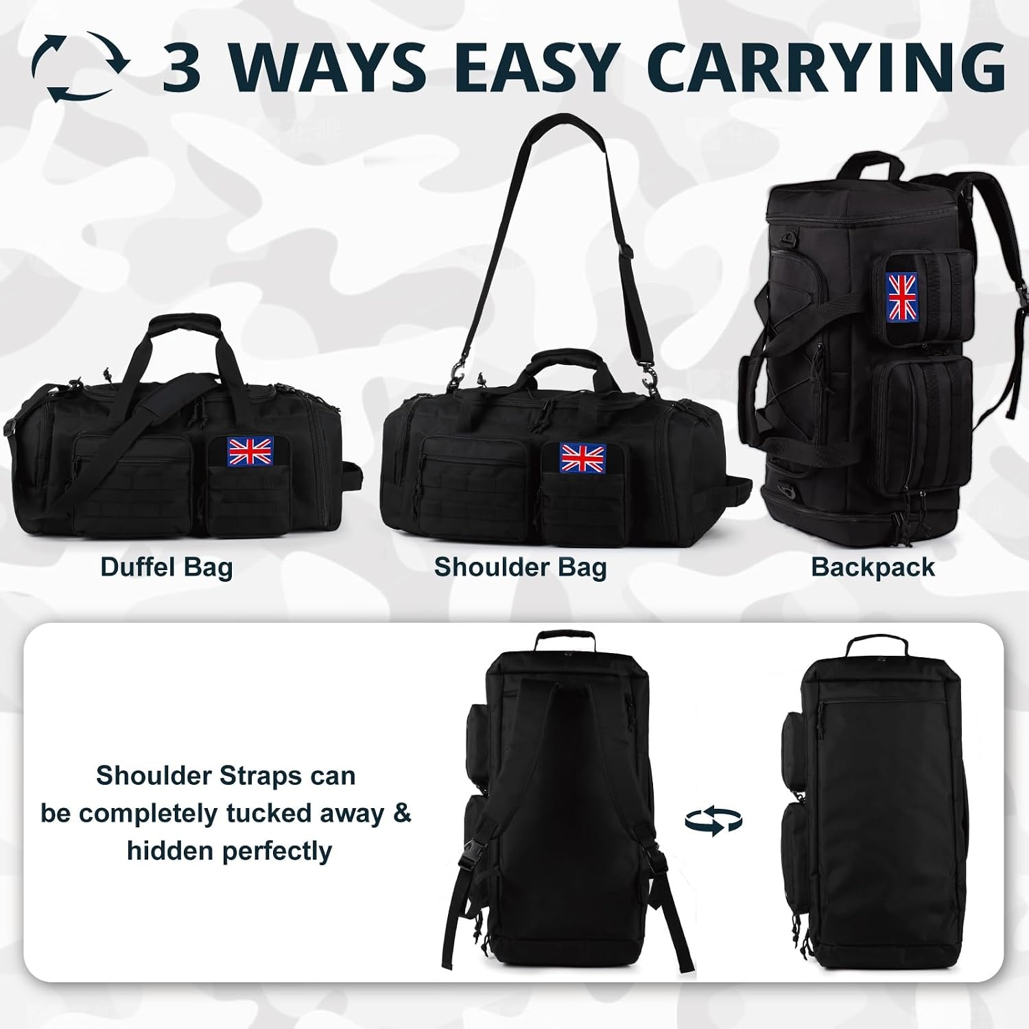 Sac de sport tactique 70L 3-en-1 - Jusqu'à 33% de remise