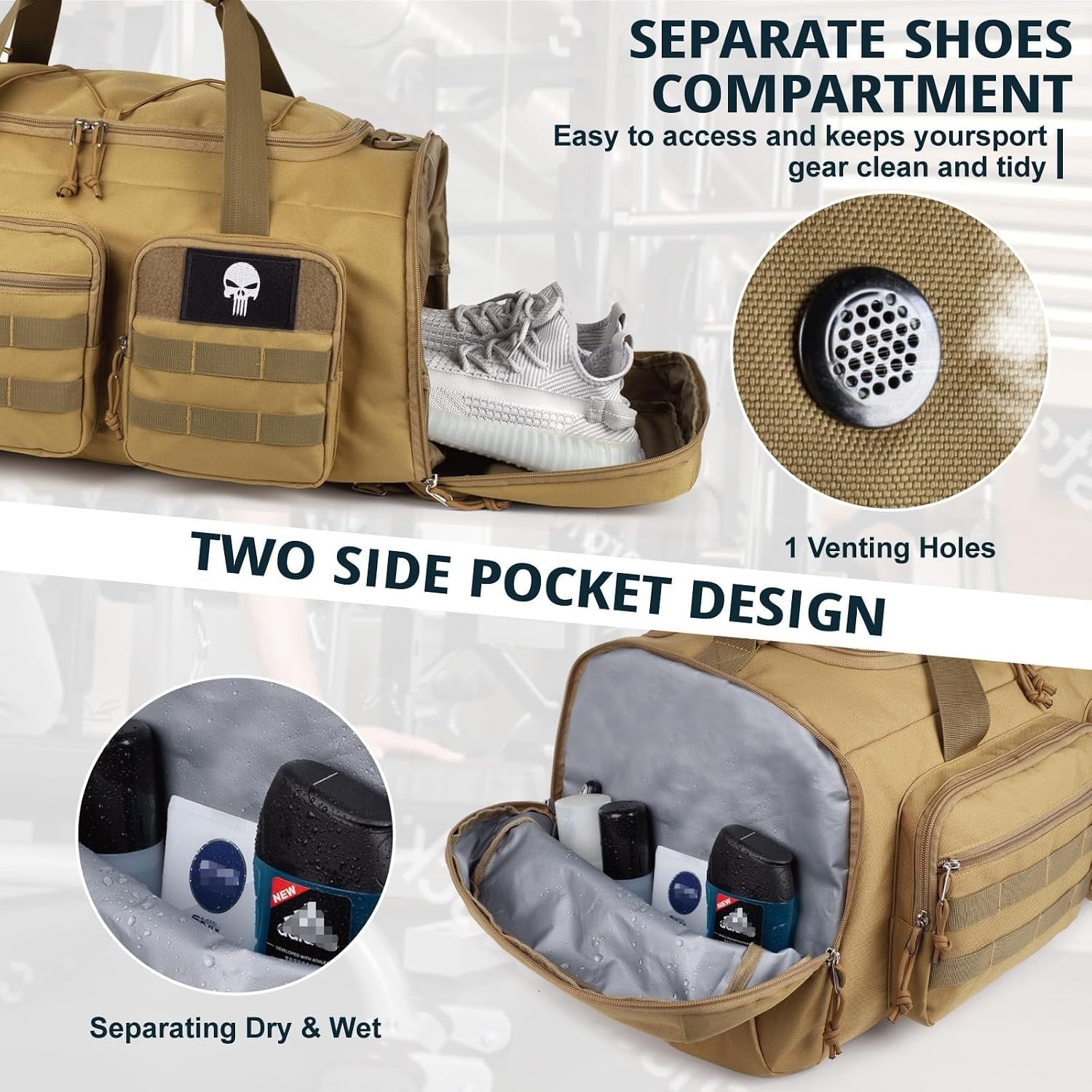 Sac de Sport et Voyage 3-en-1 70L - Brun - Jusqu'à -33%