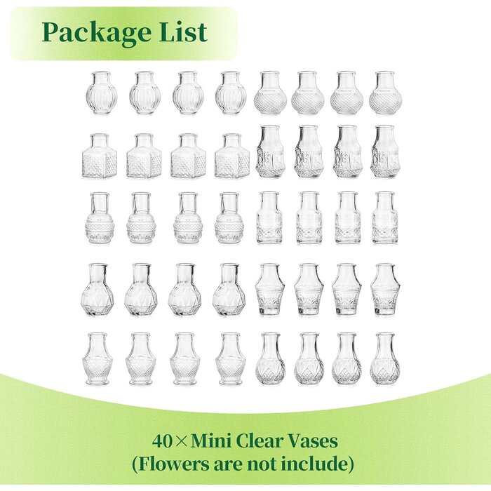 Lot de 40 mini vases en verre vintage - Jusqu'à 33% de remise