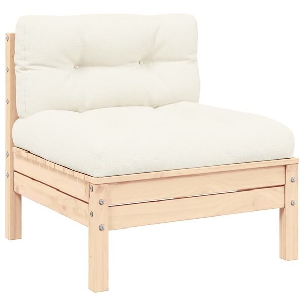 Vidaxl Salon de jardin 3 pièces bois massif et coussins crème - Jusqu'à 14 % de remise