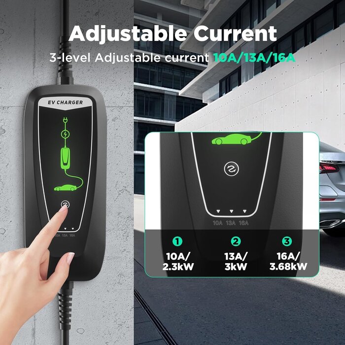 Chargeur VE Portable Type 2 vers Prise Domestique 3,6 kW 6m - Jusqu'à -34%