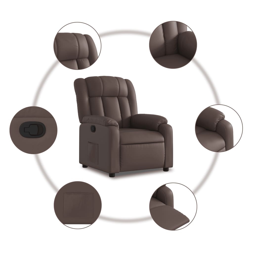 Vidaxl Fauteuil inclinable en similicuir marron - Jusqu'à 42% de remise