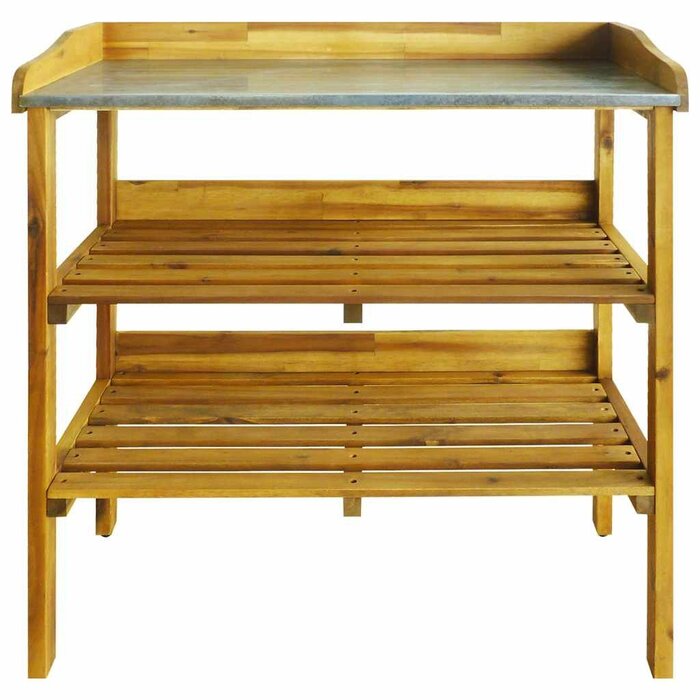 Vidaxl Table de rempotage en acacia et zinc - Jusqu'à 34% de remise