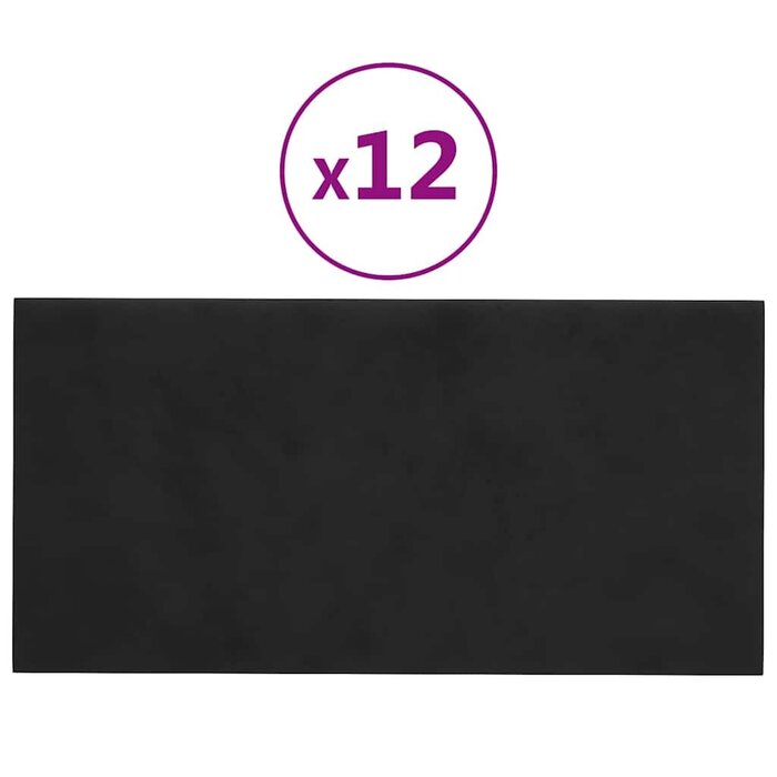 Vidaxl Lot de 12 panneaux muraux en velours noir - Jusqu'à 33% de remise