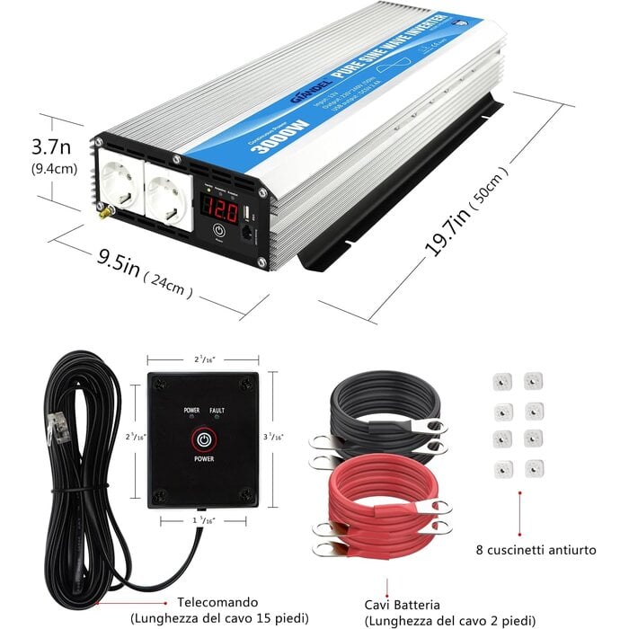 Convertisseur Pur Sinus 3000W 12V vers 230V - Jusqu'à -35% en Outlet
