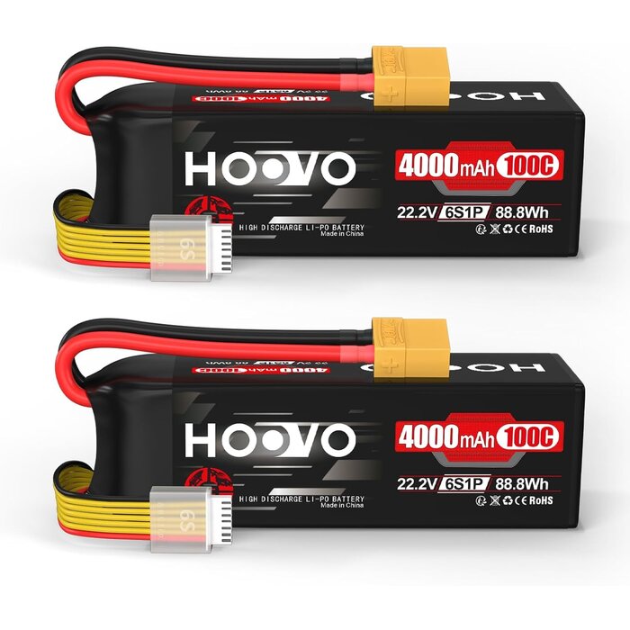 Lot de 2 Batteries LiPo 6S 4000mAh 100C XT90 - Jusqu'à 30% de remise