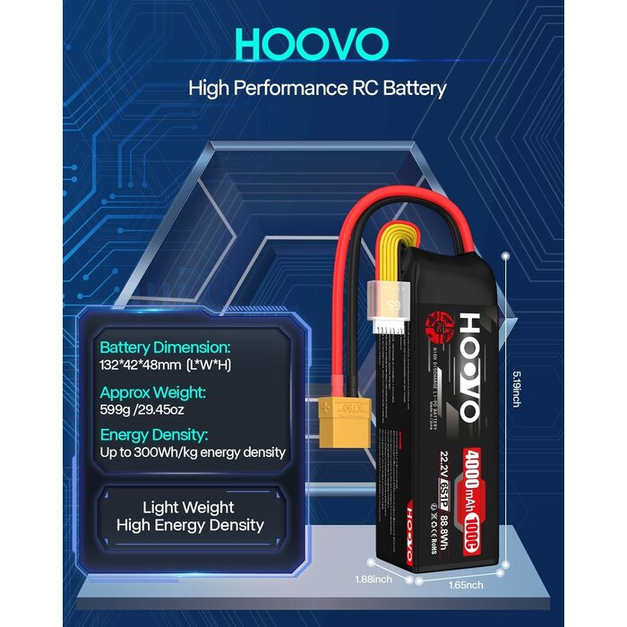 Lot de 2 Batteries LiPo 6S 4000mAh 100C XT90 - Jusqu'à 30% de remise