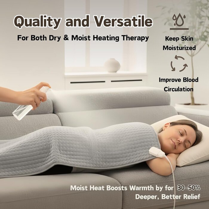 Coussin chauffant XXL 100x50 cm - 10 niveaux - Jusqu'à -33% sur l'outlet