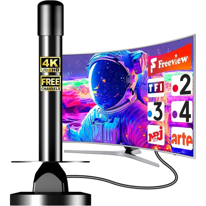 Antenne TV Intérieure 4K HD avec Amplificateur - Jusqu'à 26% de remise
