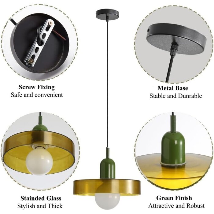 Suspension lumineuse verre vert ø25cm - Jusqu'à -34% sur votre déco rétro