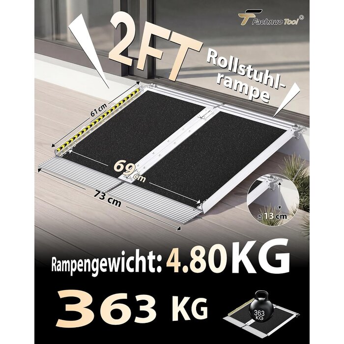 Rampe d'accès pliable 61 cm - Aluminium antidérapant - Jusqu'à -34%