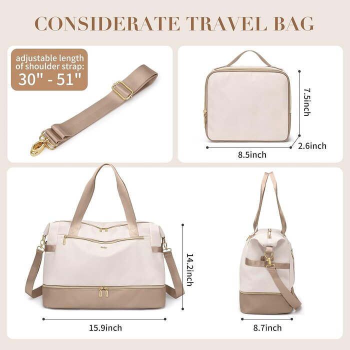 Sac de voyage 30L Beige - Pliable et imperméable - Jusqu'à -33%