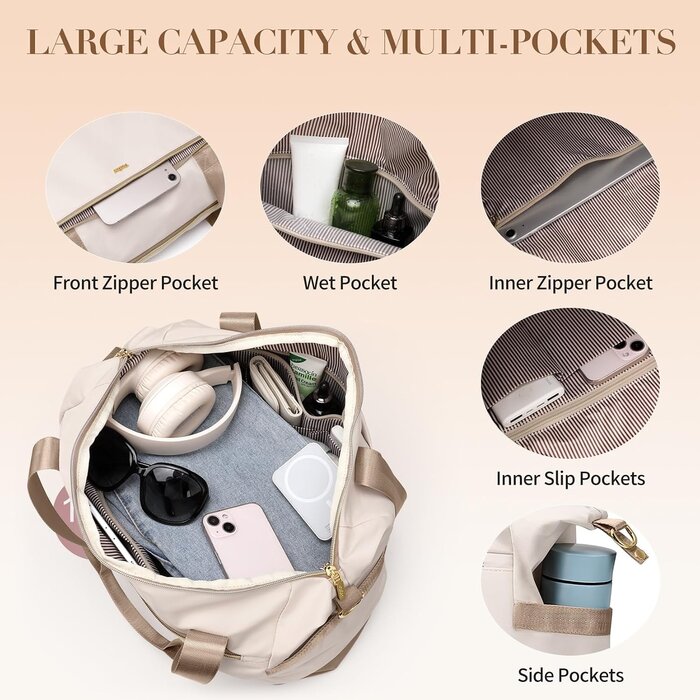 Sac de voyage 30L Beige - Pliable et imperméable - Jusqu'à -33%