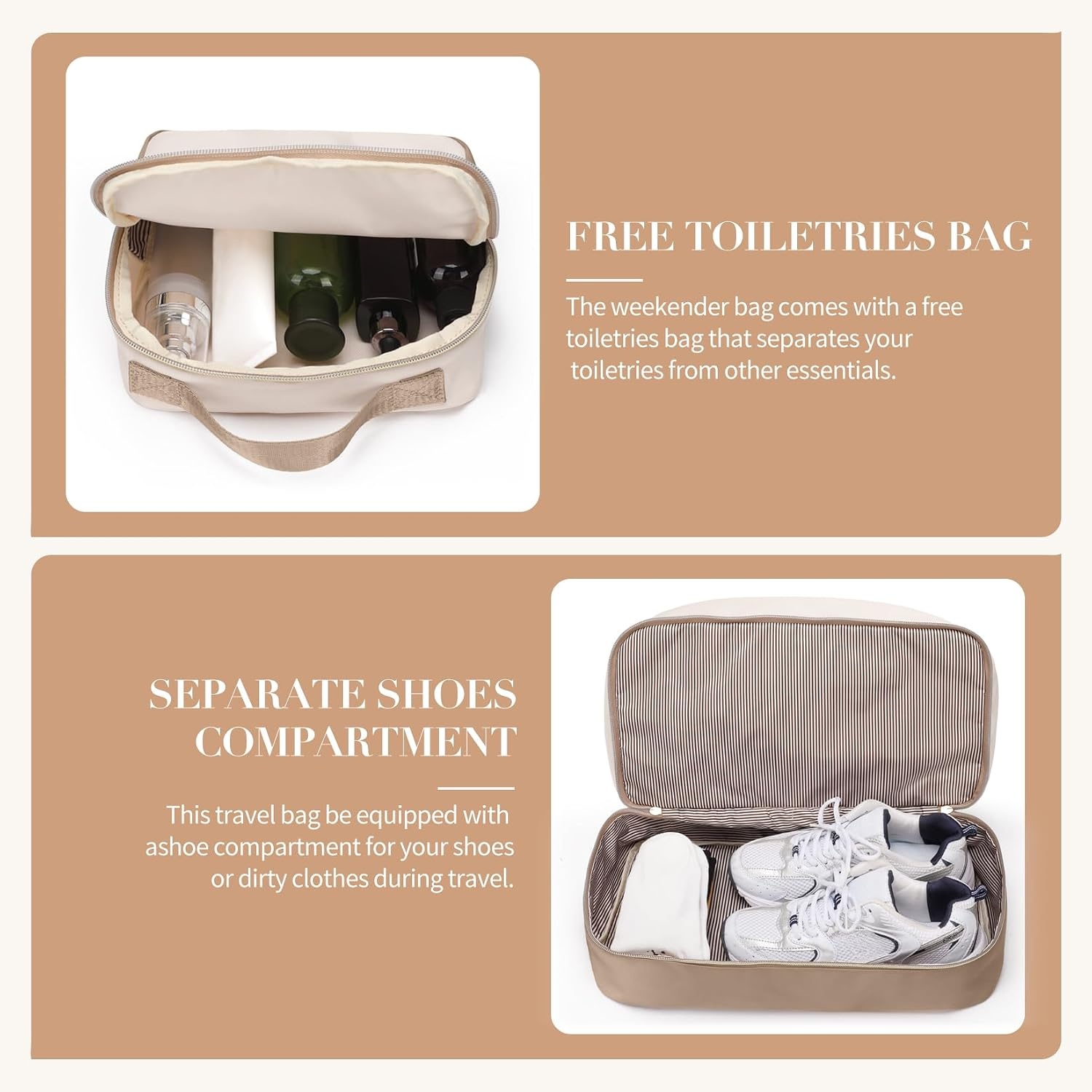 Sac de voyage 30L Beige - Pliable et imperméable - Jusqu'à -33%