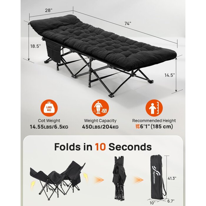 Sportneer Lit de camp pliant avec matelas - Jusqu'à 29% de réduction