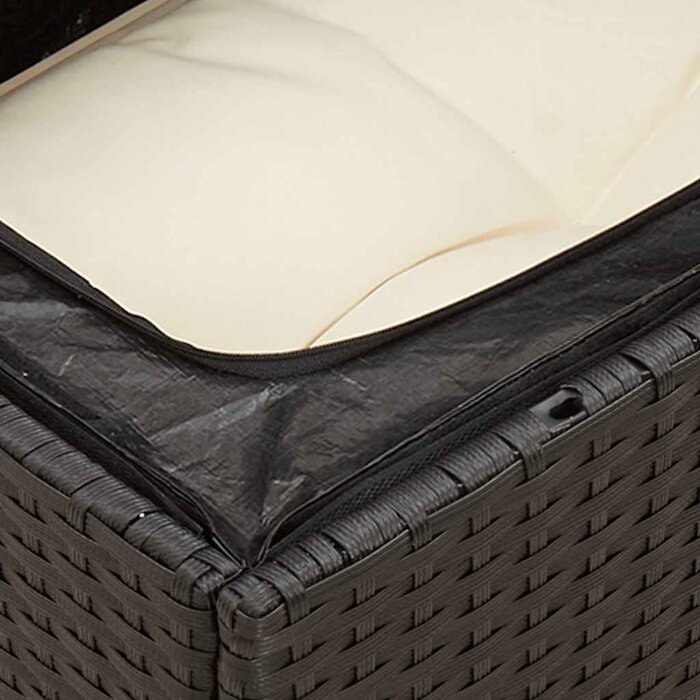 Vidaxl Fauteuil de jardin avec rangement et coussins - Noir - Jusqu'à -33%
