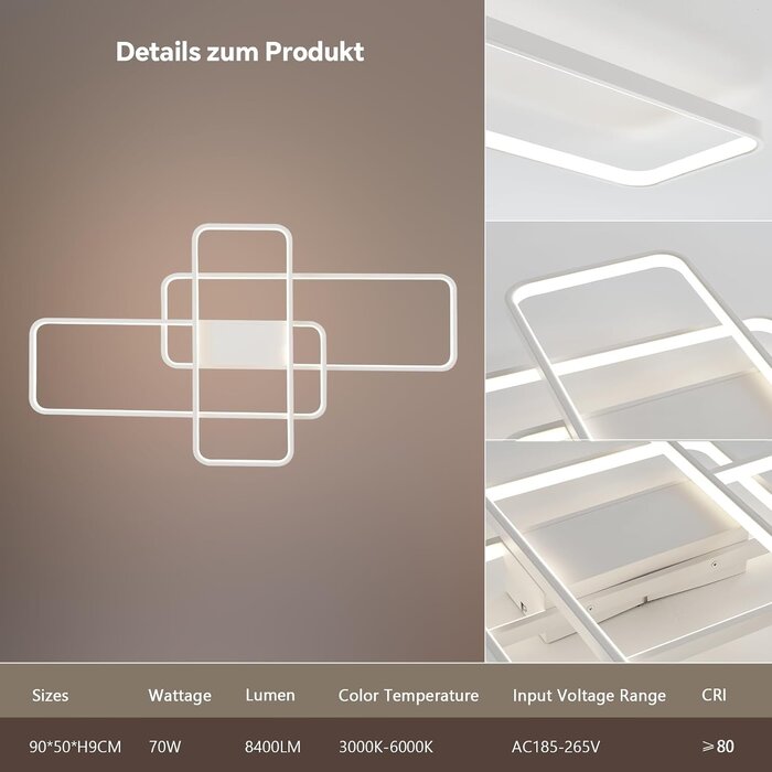 Plafonnier LED Intelligent Géométrique 90cm - Jusqu'à -34% sur l'outlet
