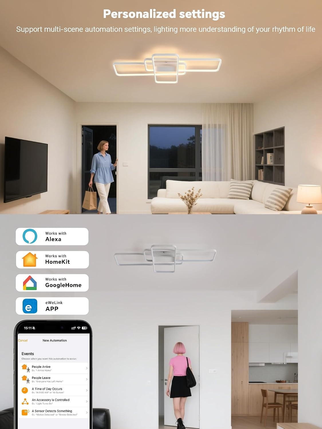 Plafonnier LED Intelligent Géométrique 90cm - Jusqu'à -34% sur l'outlet