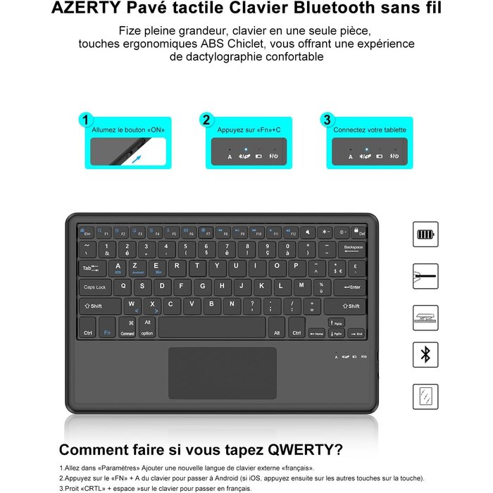 Étui clavier AZERTY pour tablette 12,7 pouces - Jusqu'à -58% de remise