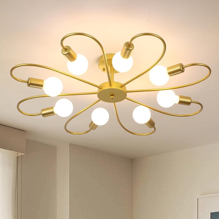 Plafonnier Sputnik moderne doré 8 branches - Jusqu'à 34 % de réduction