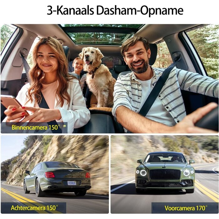 Dashcam 3 Canaux Vision Nocturne avec Carte 64 Go - Jusqu'à 33% de remise