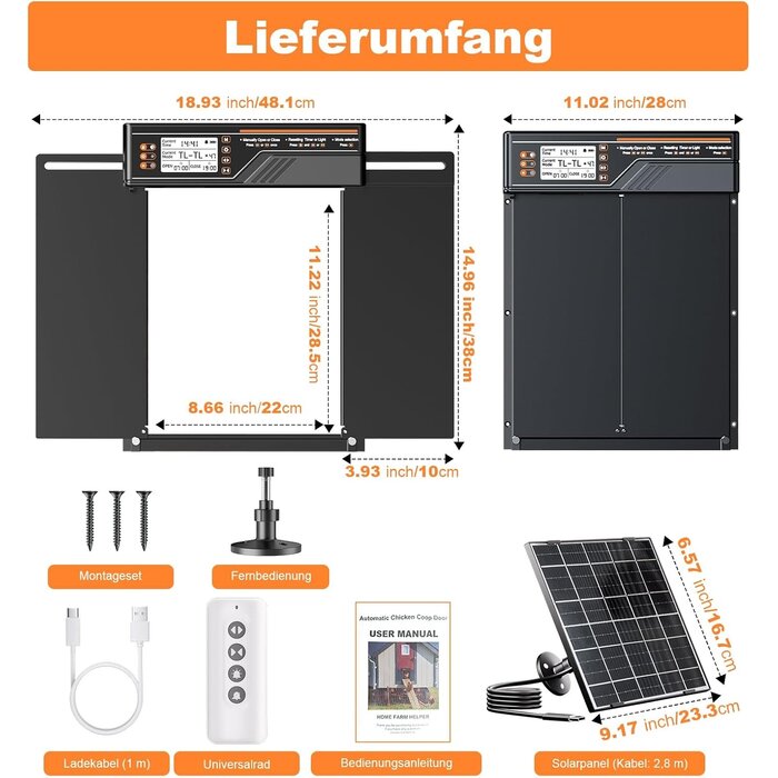 Porte automatique solaire pour poulailler, 28,5x22cm - Jusqu'à -29%