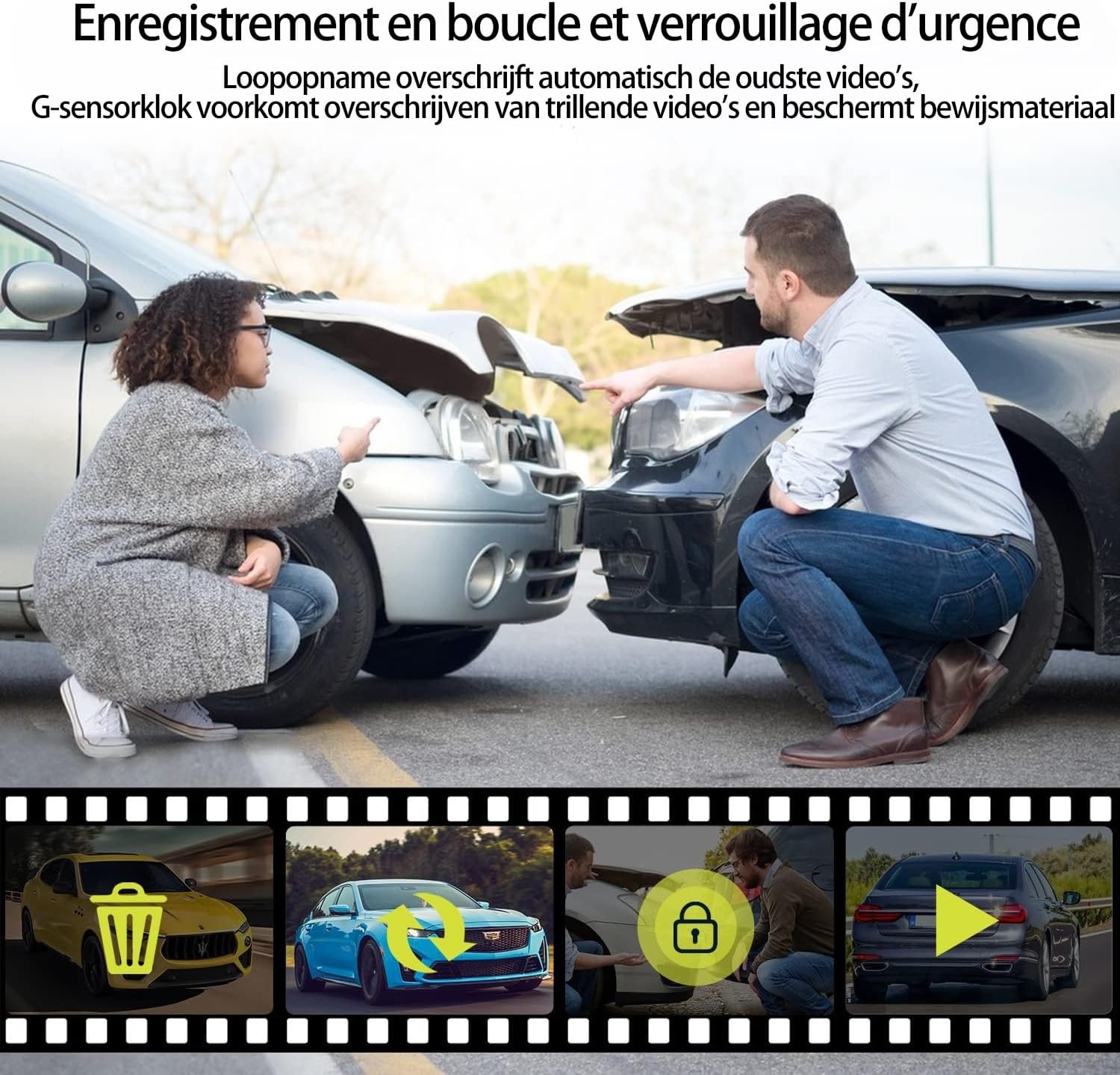 Dashcam 3 canaux Full HD avec vision nocturne - Jusqu'à 33% de remise