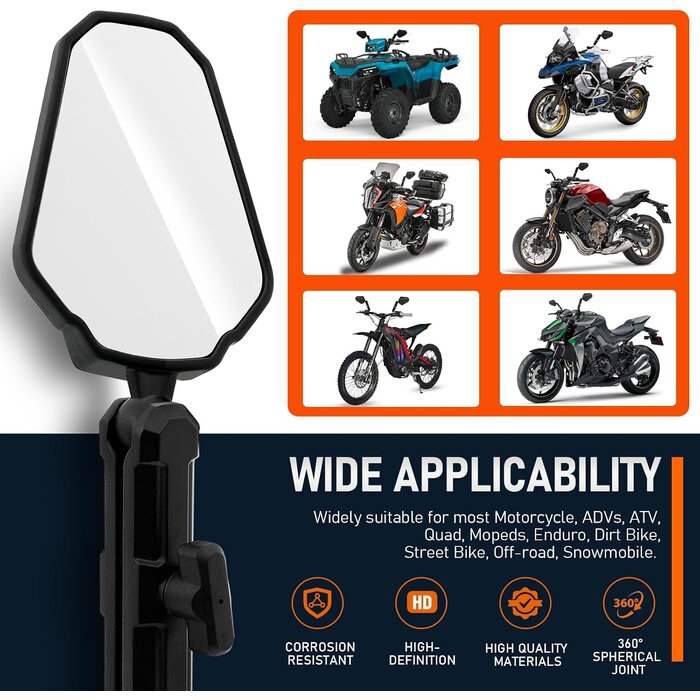 Rétroviseurs Moto & Quad Universels - Homologués E24 - Jusqu'à -28%