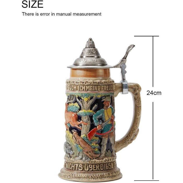 Chope à bière en céramique 0,6L avec couvercle étain - Jusqu'à 34% de remise
