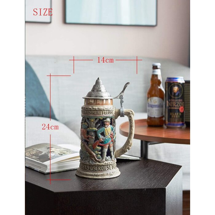 Chope à bière en céramique 0,6L avec couvercle étain - Jusqu'à 34% de remise