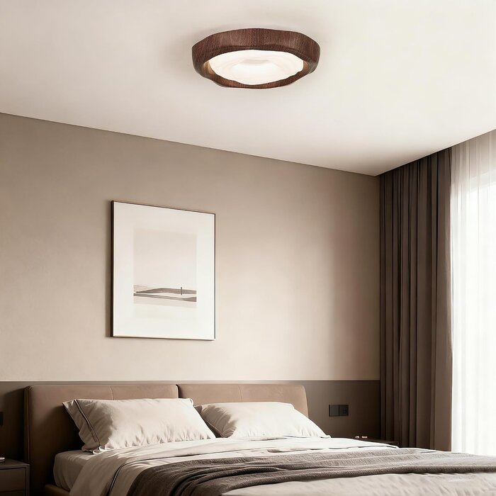 Plafonnier LED Noyer 42cm 25W avec télécommande - Jusqu'à -34%