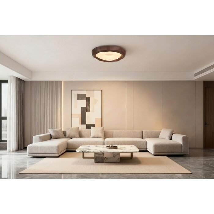 Plafonnier LED Noyer 42cm 25W avec télécommande - Jusqu'à -34%
