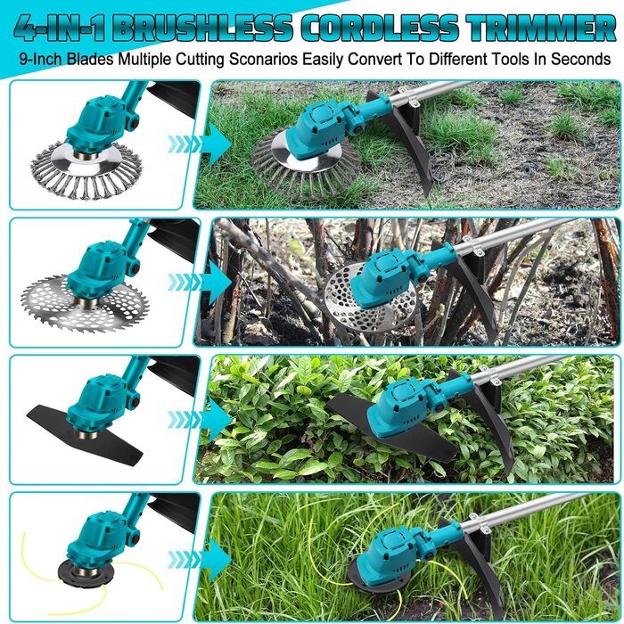 Coupe-bordure 4-en-1 sans fil compatible Makita 18V - Jusqu'à -35%